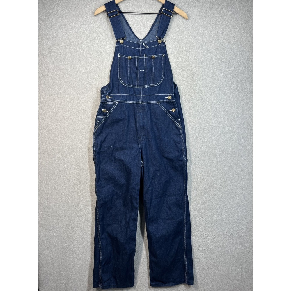 Vintage Roebucks‎ Denim Overalls Mens 32x28 Dark Wash Workwear Bib Dungarees